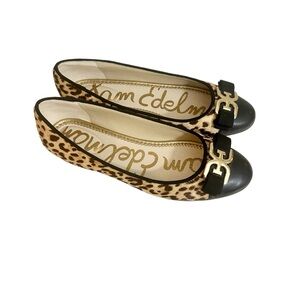 Sam Edelman Leopard Print Ballet Flats with Black Cap Toe